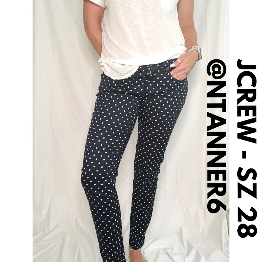 JCREW Navy & White polkadot pant